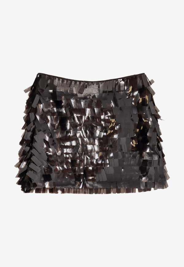 Staud Max Sequin Embellished Mini Skirt Brown R25F6126SQEART_Earthy Pink_35065967