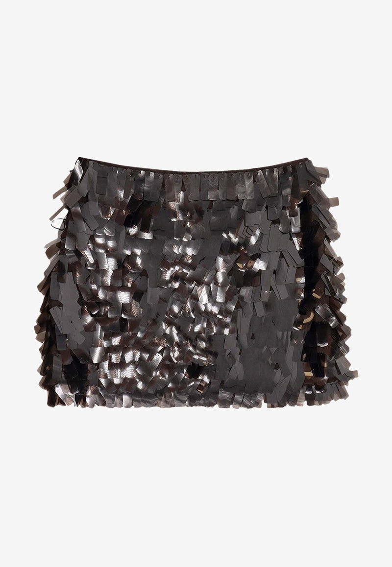 Staud Max Sequin Embellished Mini Skirt Brown R25F6126SQEART_Earthy Pink_35065967