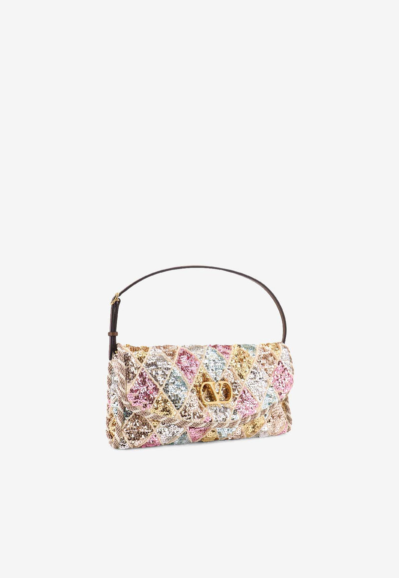 Valentino Small De Vain Sequined Shoulder Bag Multicolor 7W0B0S09SERCJL_MULTICOLOR/TABAC BROWN/LINO-BU_30005386