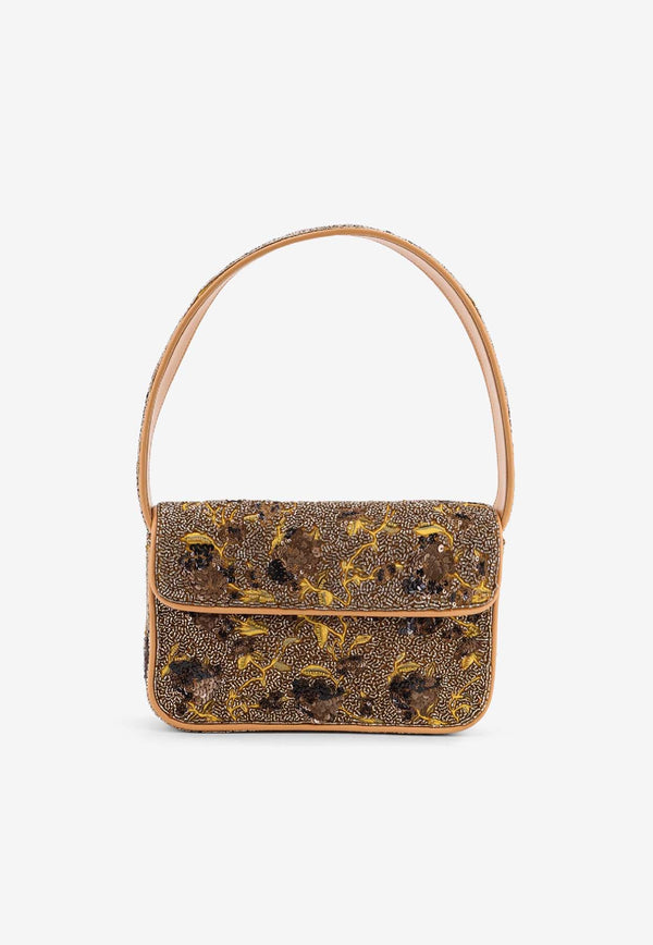 Staud Tommy Beaded Shoulder Bag Brown H25F6001PBVNFL _Vintagefloral_35065859