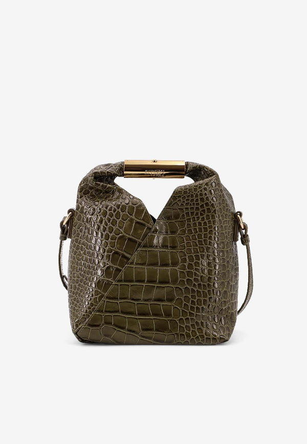 MM6 Maison Margiela Japanese Croc-Embossed Leather Top Handle Bag Olive SB6WD0042P8650T7415_Olive Drab_30005318