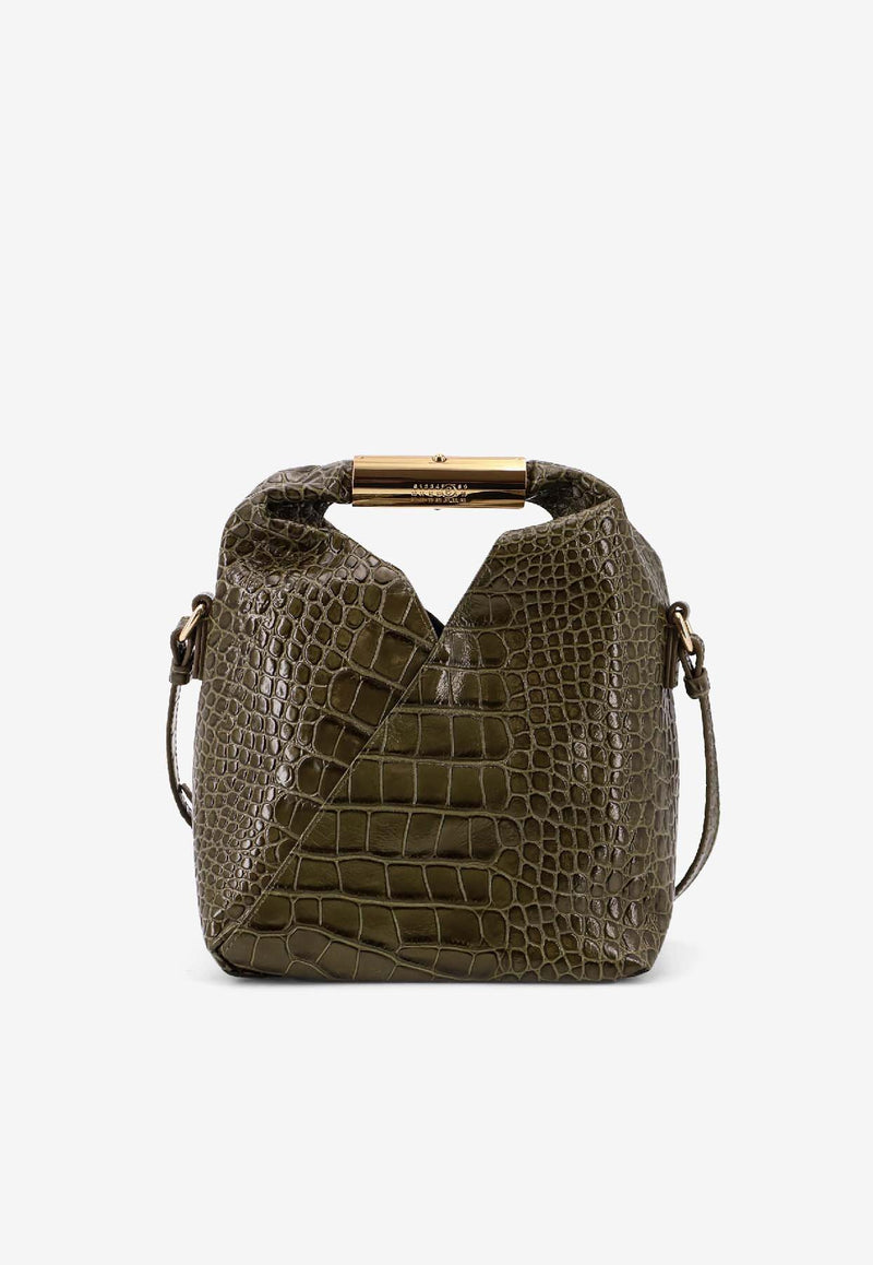 MM6 Maison Margiela Japanese Croc-Embossed Leather Top Handle Bag Olive SB6WD0042P8650T7415_Olive Drab_30005318