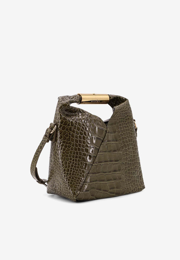 MM6 Maison Margiela Japanese Croc-Embossed Leather Top Handle Bag Olive SB6WD0042P8650T7415_Olive Drab_30005318