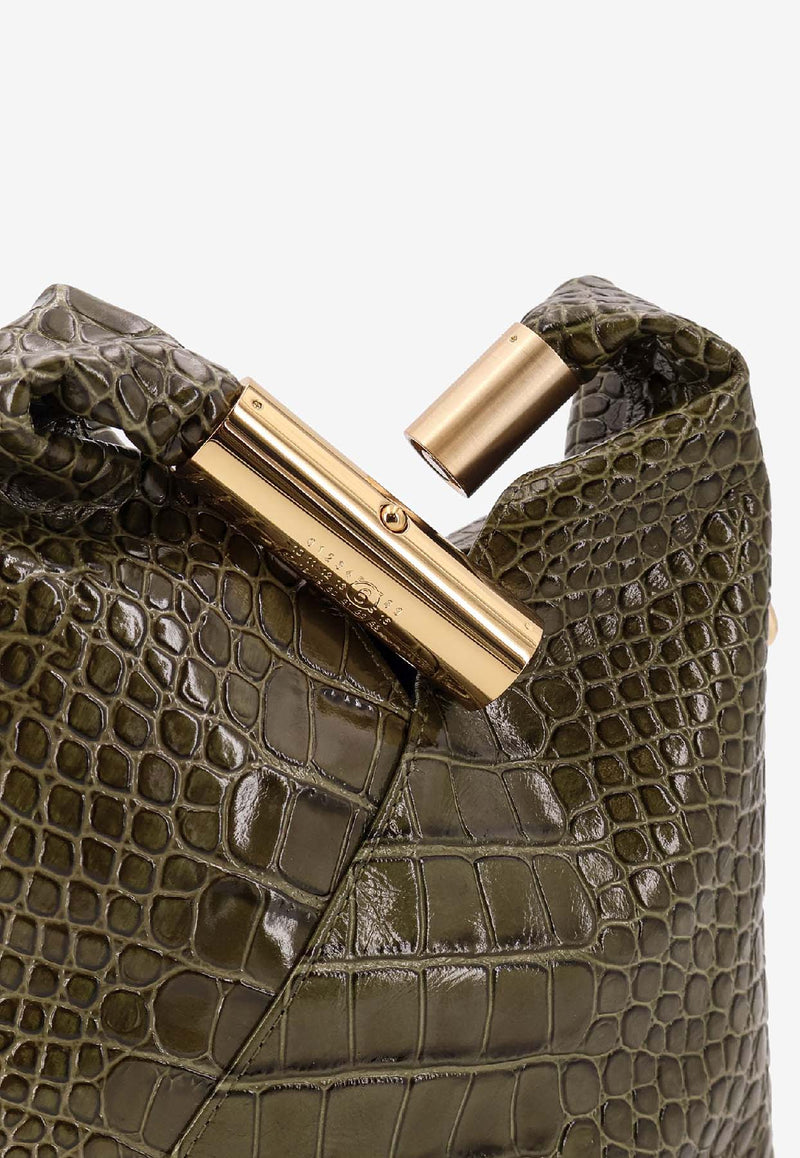 MM6 Maison Margiela Japanese Croc-Embossed Leather Top Handle Bag Olive SB6WD0042P8650T7415_Olive Drab_30005318