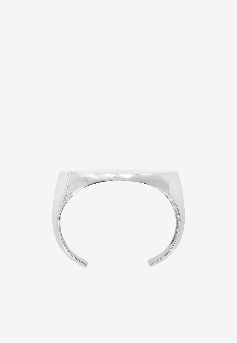 MM6 Maison Margiela Logo Engraved Cuff Bracelet Silver SM7UY0105P8755951_Polished palladio_30005245