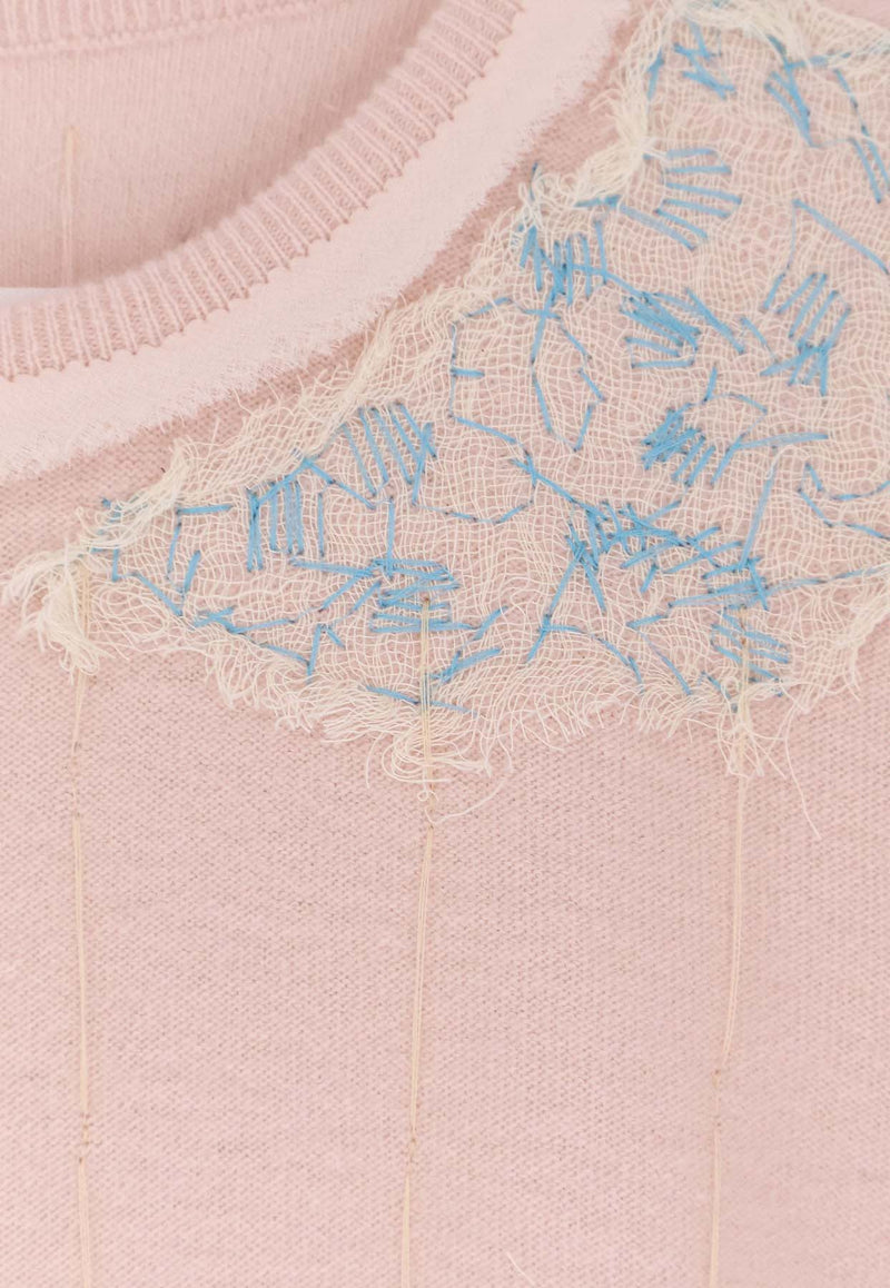 Maison Margiela Embroidered Wool Knit Top Pink S51HL0028M13153216_Pale pink_29843502