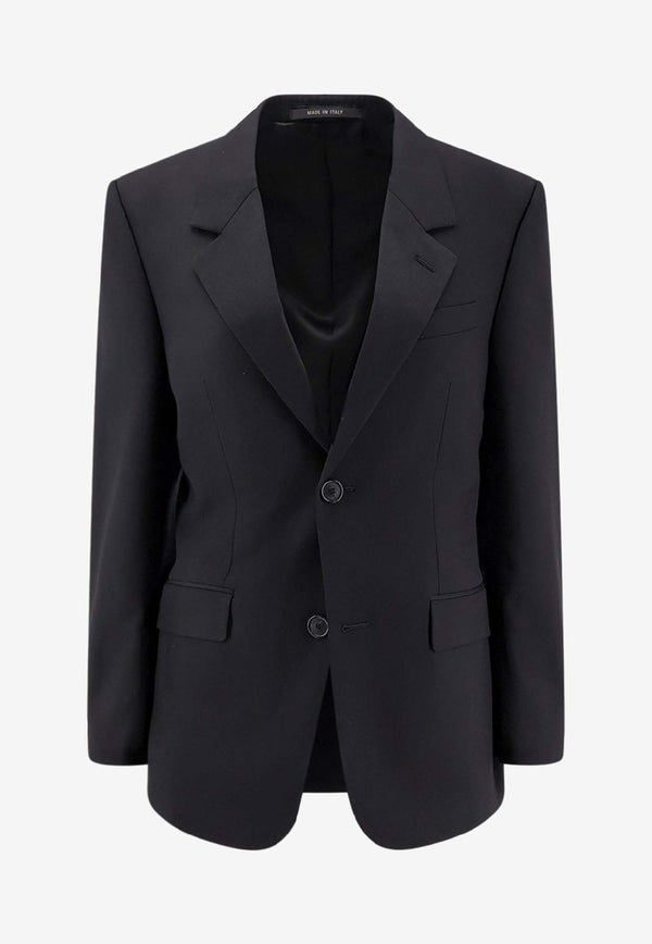Balenciaga Single-Breasted Wool Blazer Black 850772TPT071038_White_39546617