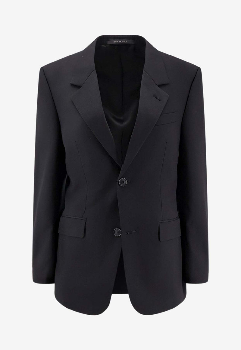 Balenciaga Single-Breasted Wool Blazer Black 850772TPT071038_White_39546617