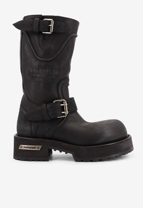 Balenciaga Venom Buckled Mid-Calf Boots Black 833585WCAL11080_BLACKSILVER_39546660