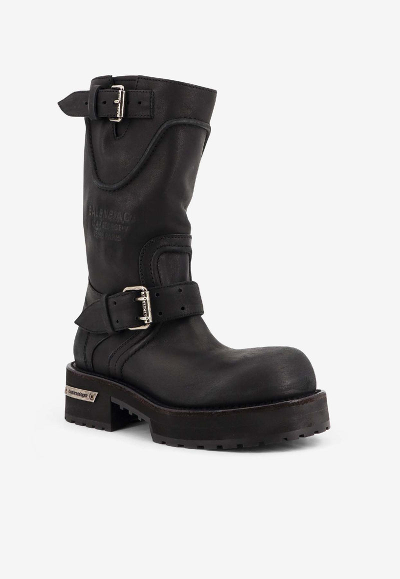 Balenciaga Venom Buckled Mid-Calf Boots Black 833585WCAL11080_BLACKSILVER_39546660