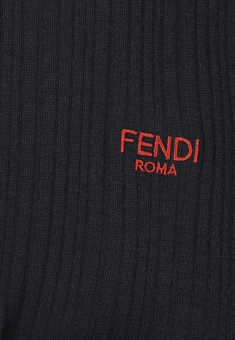 Fendi V-neck Peplum Knit Top Black FS9741AVFEF0GME_Black_35307724