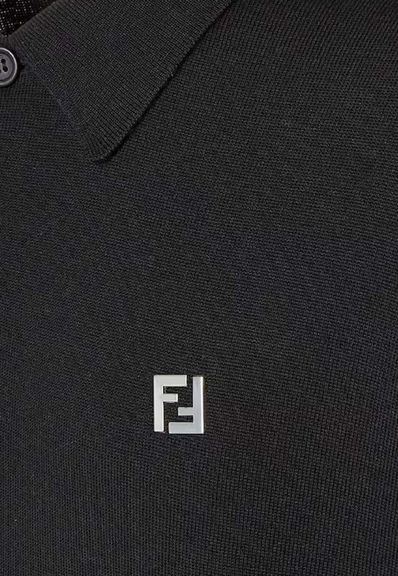 Fendi FF Logo Long-Sleeved Polo T-shirt Black FZC167AU84F0QA1_Black_35307711