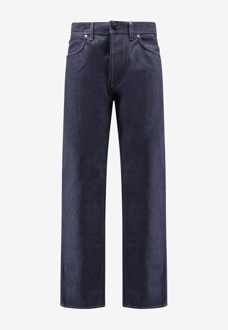 Stone Island Logo Patch Straight-Leg Jeans Blue K2S15J100008S0J13VJ200_Blue_30009322