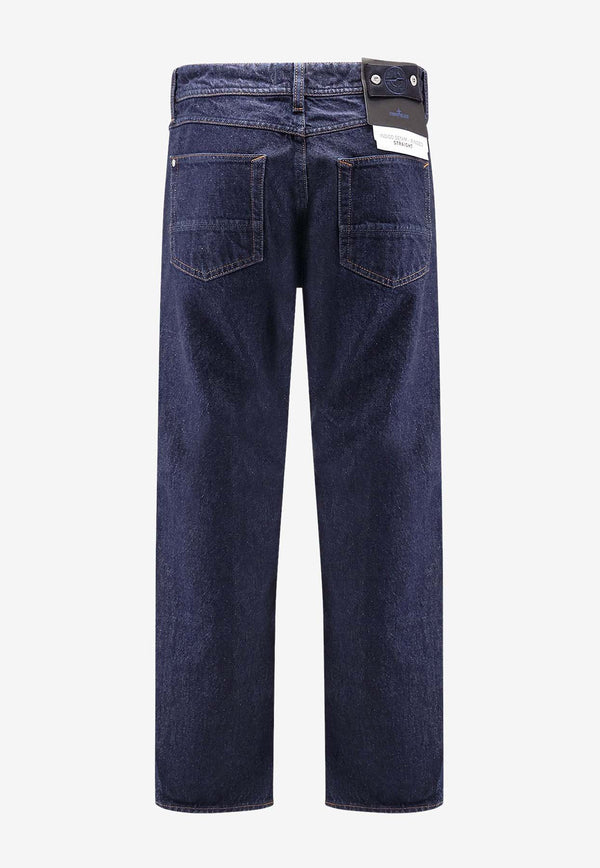 Stone Island Logo Patch Straight-Leg Jeans Blue K2S15J100008S0J13VJ200_Blue_30009322