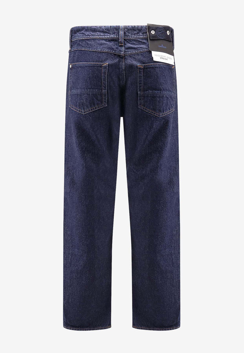 Stone Island Logo Patch Straight-Leg Jeans Blue K2S15J100008S0J13VJ200_Blue_30009322