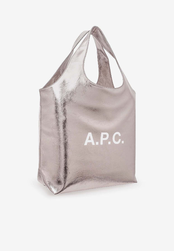 A.P.C. Ninon Metallic Tote Bag Silver PUABZM61565RAP_Argentfonce_38331509