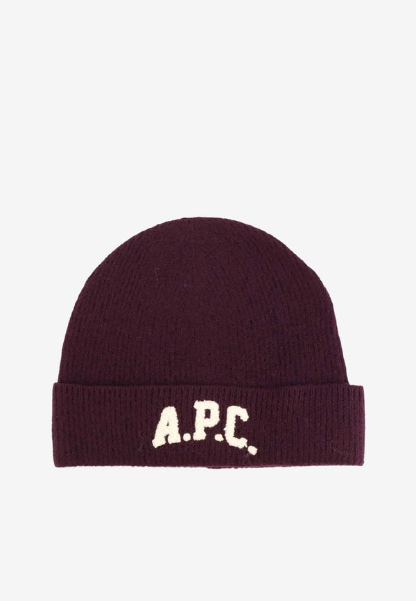 A.P.C. Axel Ribbed Logo Beanie Bordeaux WVBDKM25111GAC_Bordeaux_39616619