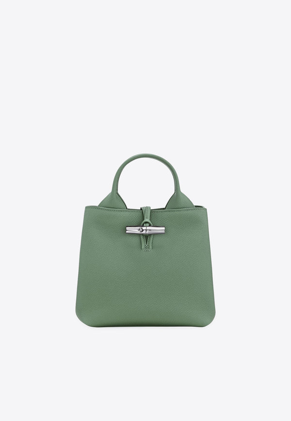 Longchamp Small Le Roseau Leather Top Handle Bag Green 10273HFP/R_LONG-M16