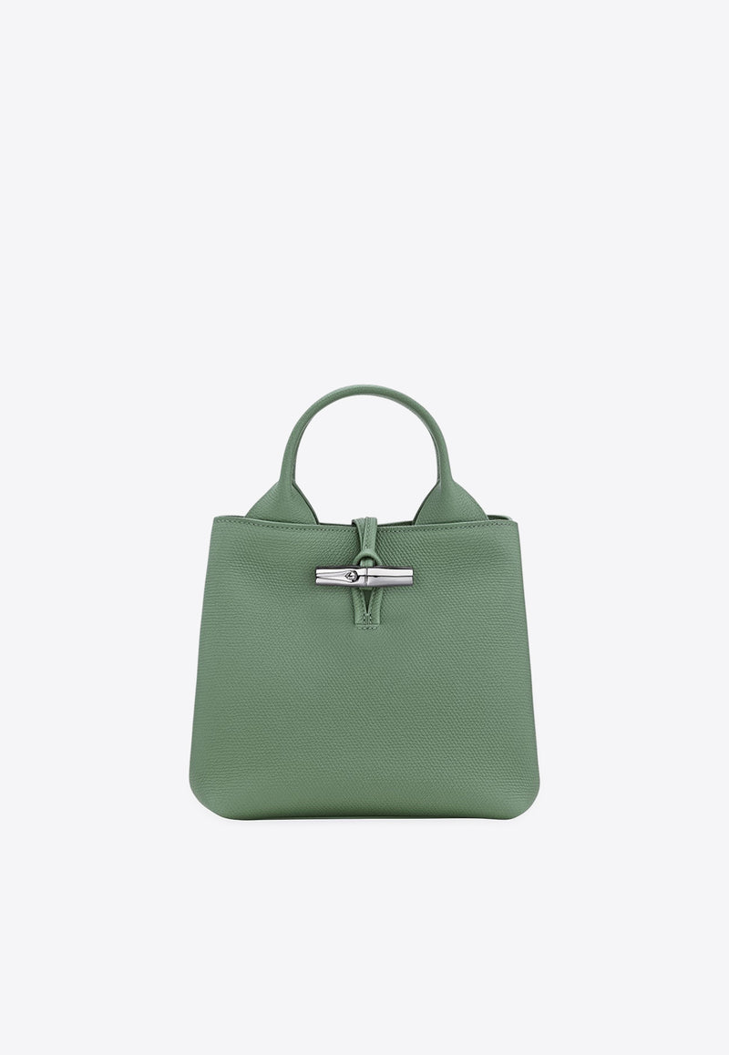 Longchamp Small Le Roseau Leather Top Handle Bag Green 10273HFP/R_LONG-M16