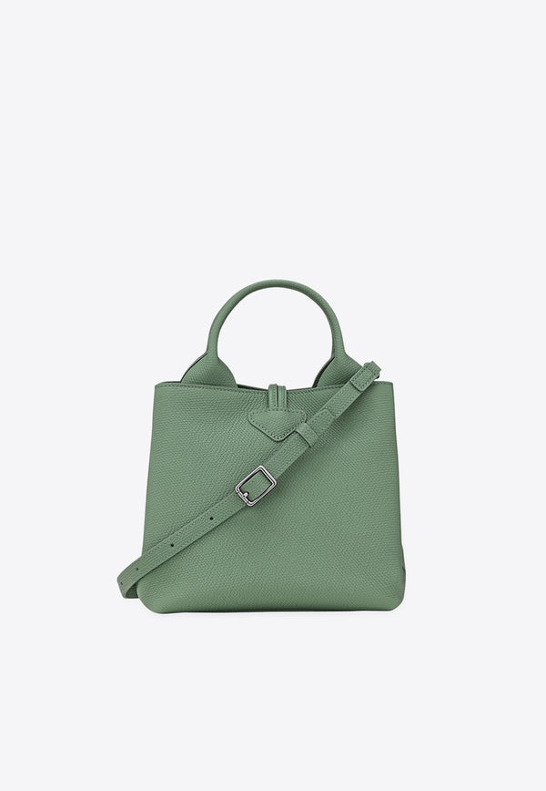 Longchamp Small Le Roseau Leather Top Handle Bag Green 10273HFP/R_LONG-M16