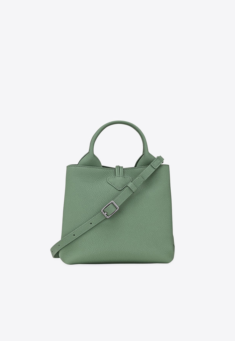 Longchamp Small Le Roseau Leather Top Handle Bag Green 10273HFP/R_LONG-M16