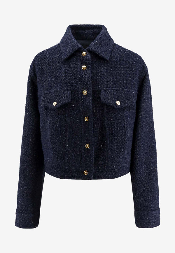PINKO Tweed Cropped Jacket Blue 105819A2VJG82_Blue_29843172