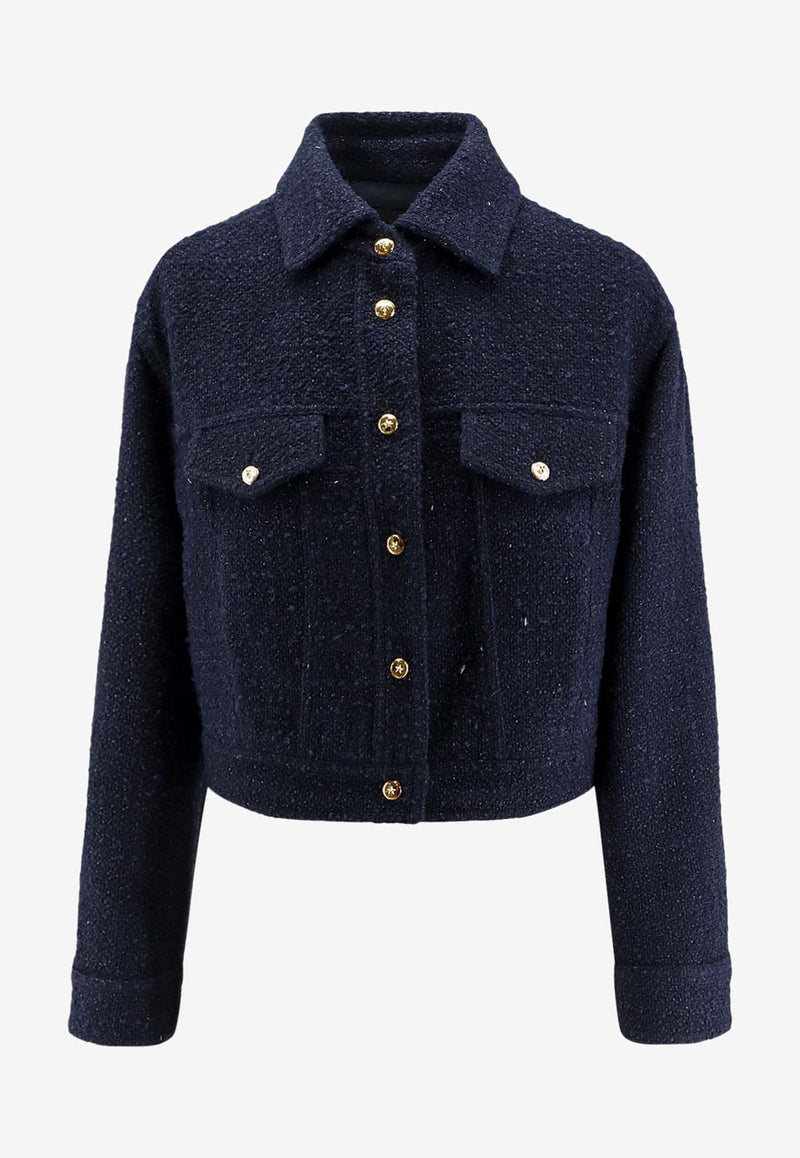 PINKO Tweed Cropped Jacket Blue 105819A2VJG82_Blue_29843172