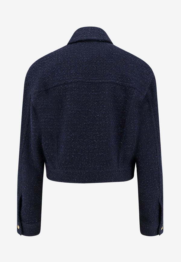 PINKO Tweed Cropped Jacket Blue 105819A2VJG82_Blue_29843172