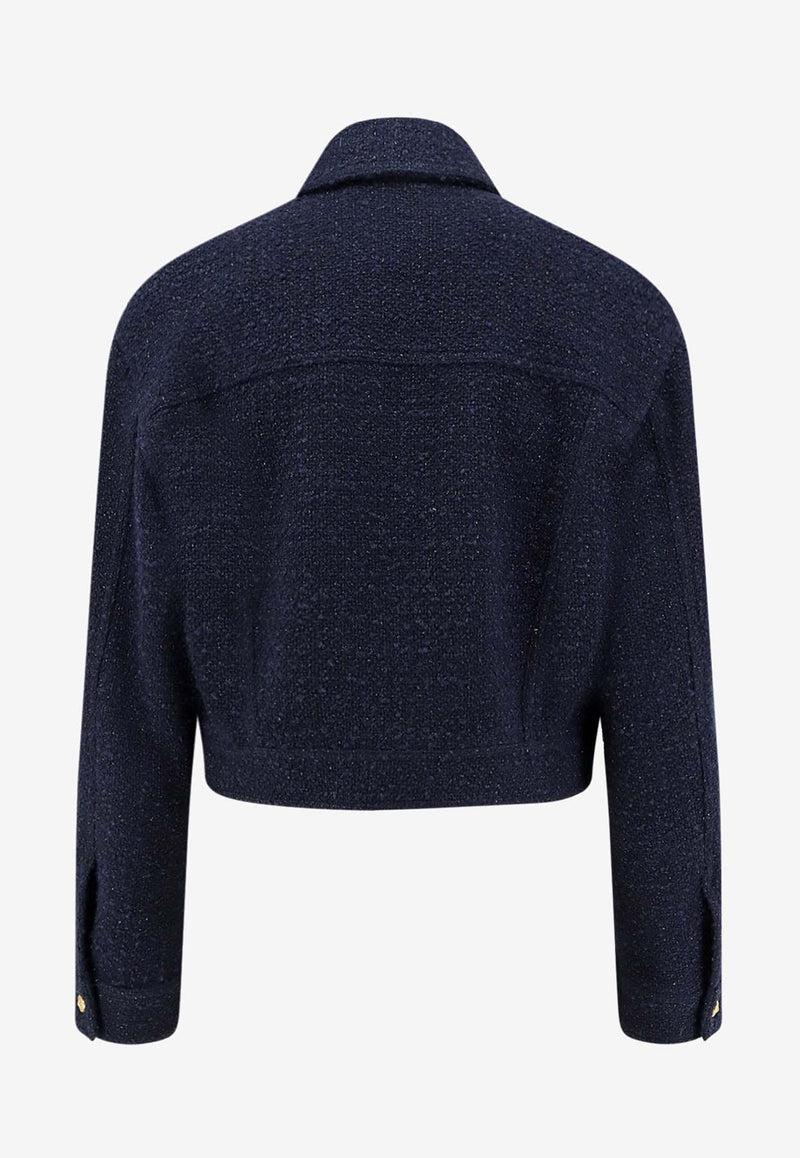 PINKO Tweed Cropped Jacket Blue 105819A2VJG82_Blue_29843172