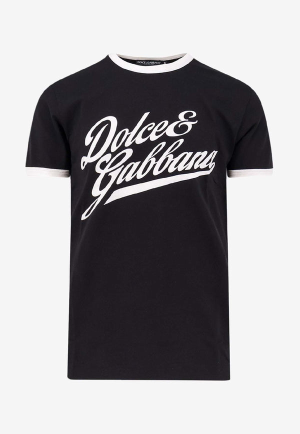 Dolce & Gabbana Flocked Logo Print T-shirt Black G8PV1TG7PGCN0000_Black_29842444