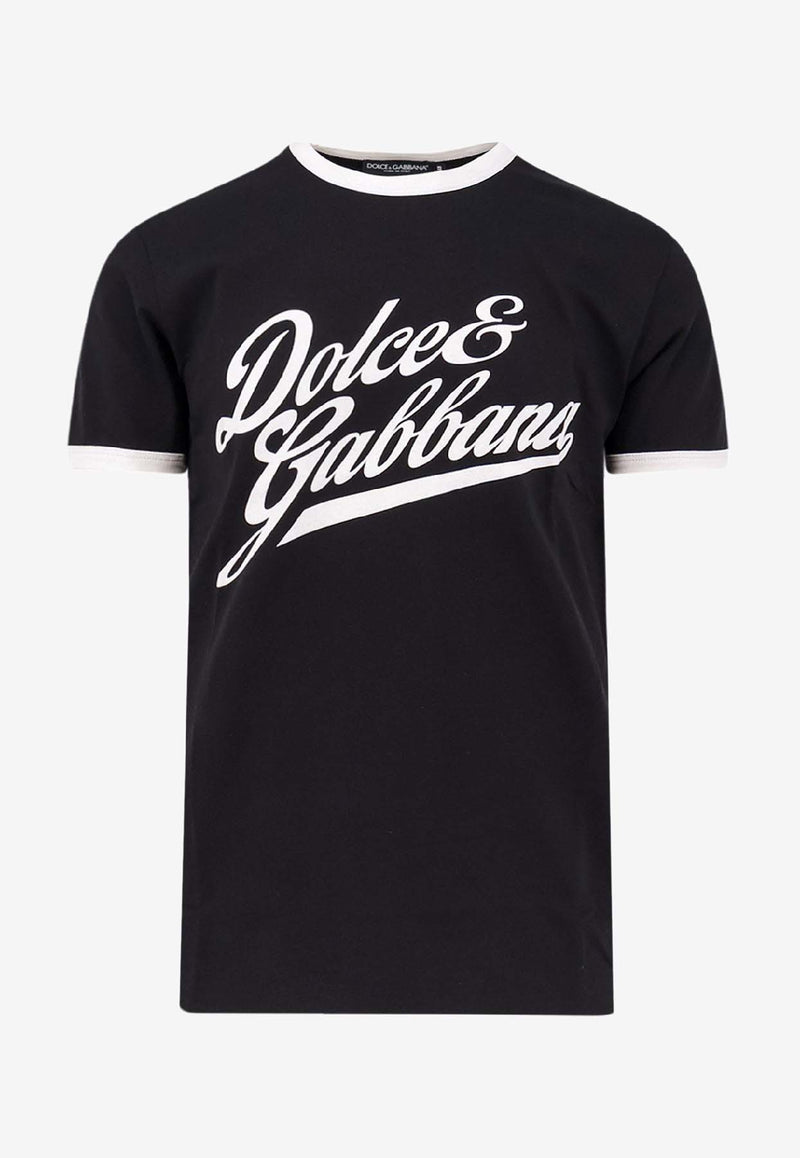 Dolce & Gabbana Flocked Logo Print T-shirt Black G8PV1TG7PGCN0000_Black_29842444