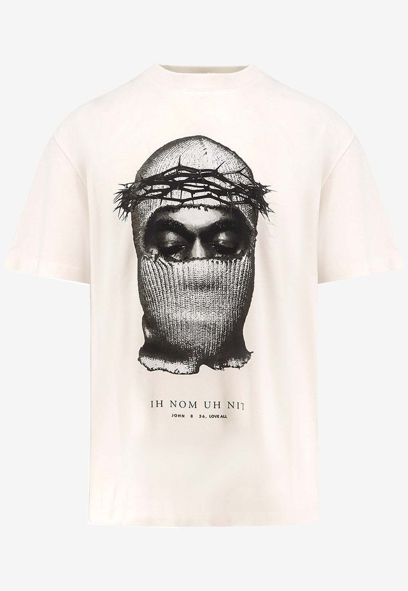 Ih Nom Uh Nit Crowned Mask Printed T-shirt White NUW25246081_OFFWHITE_35065742