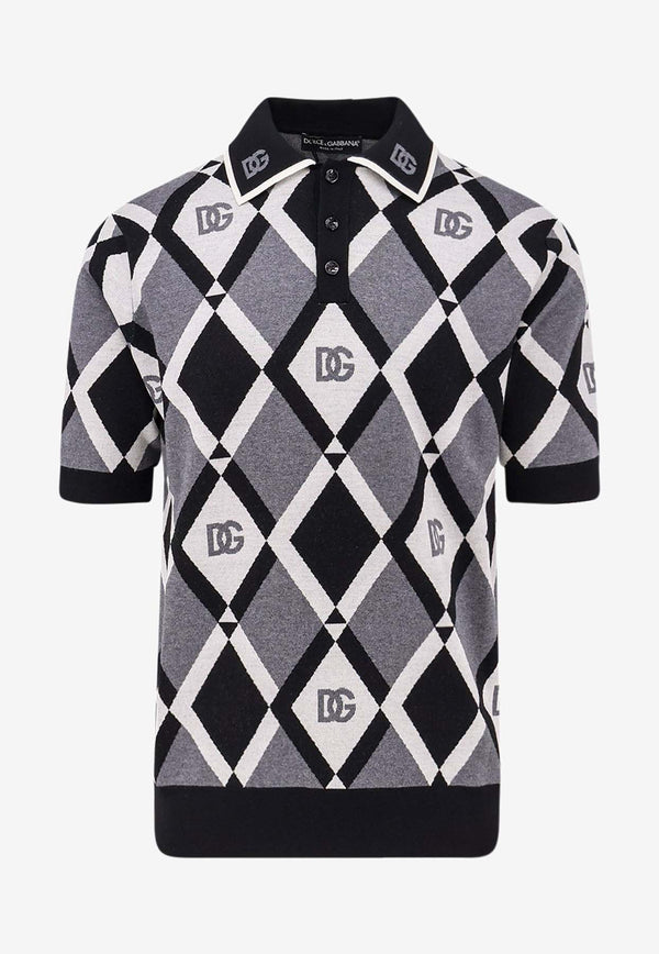 Dolce & Gabbana Geometric Print Polo T-shirt Gray GXZ15TJDVC9N0031_NERO/B.CO/GRIGIO_29847810