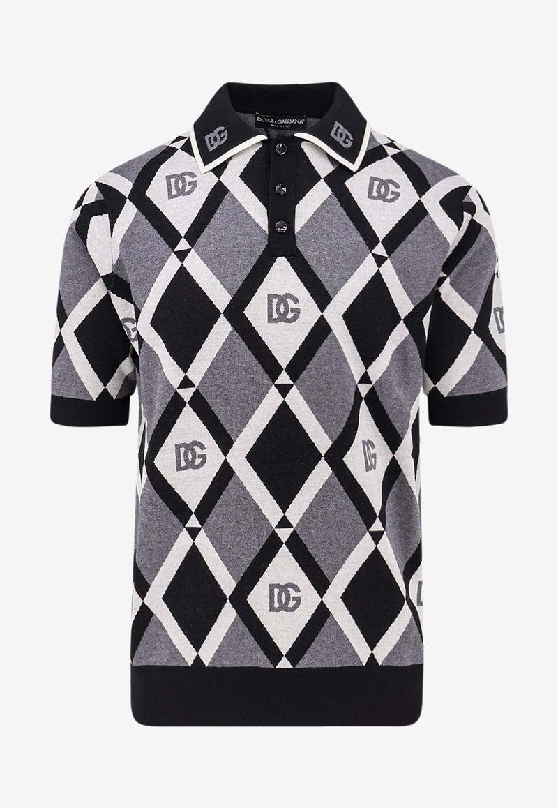 Dolce & Gabbana Geometric Print Polo T-shirt Gray GXZ15TJDVC9N0031_NERO/B.CO/GRIGIO_29847810