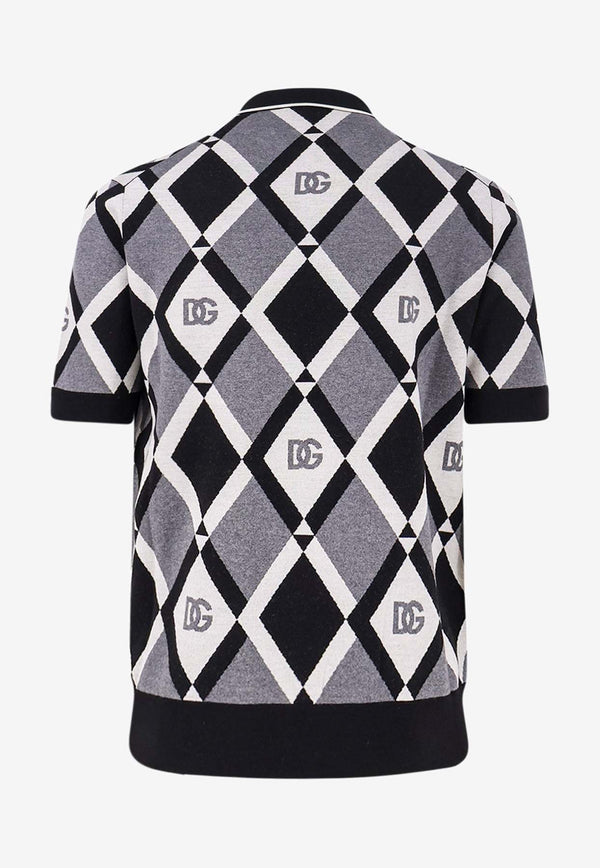 Dolce & Gabbana Geometric Print Polo T-shirt Gray GXZ15TJDVC9N0031_NERO/B.CO/GRIGIO_29847810