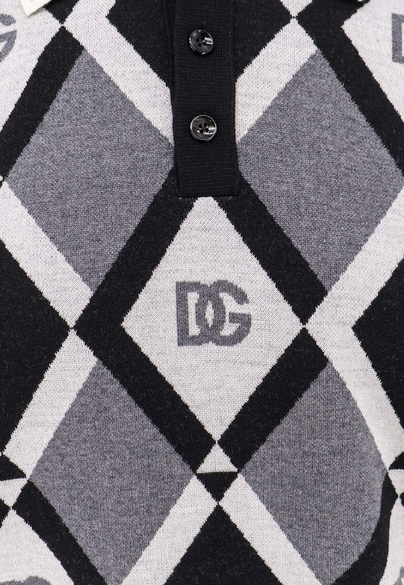Dolce & Gabbana Geometric Print Polo T-shirt Gray GXZ15TJDVC9N0031_NERO/B.CO/GRIGIO_29847810