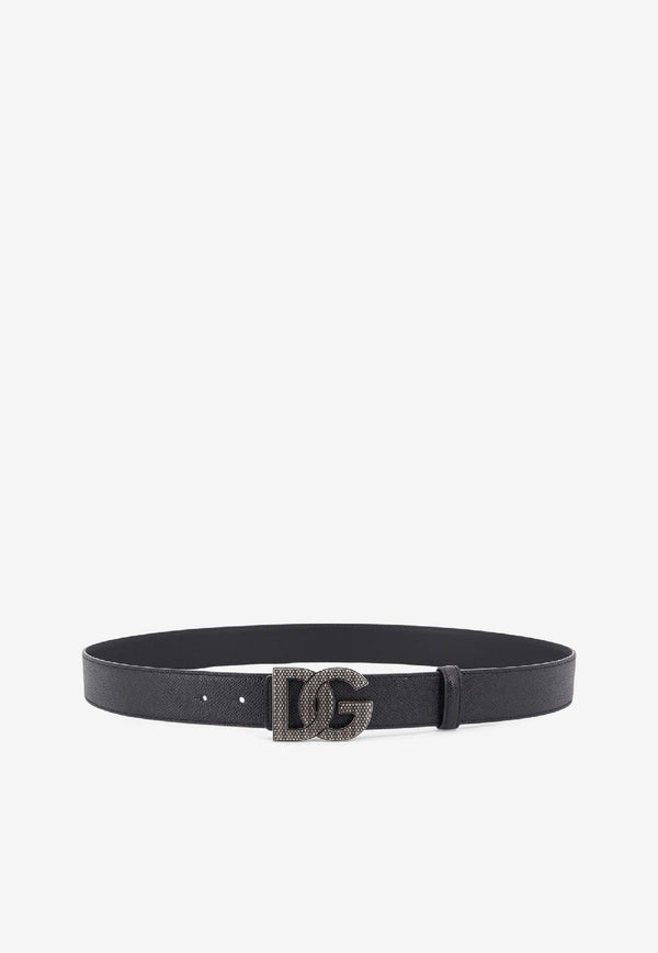 Dolce & Gabbana DG Logo Buckle Leather Belt Black BC4943AG6518B956_Black_29843435
