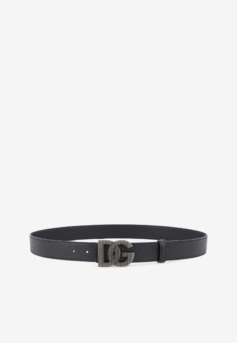 Dolce & Gabbana DG Logo Buckle Leather Belt Black BC4943AG6518B956_Black_29843435