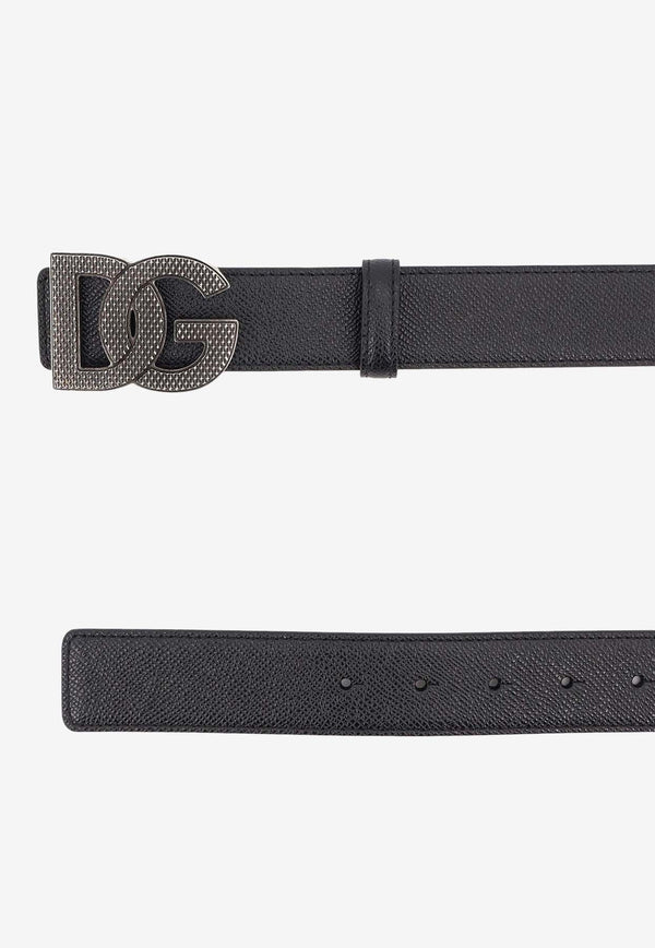 Dolce & Gabbana DG Logo Buckle Leather Belt Black BC4943AG6518B956_Black_29843435