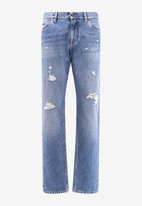 Dolce & Gabbana Logo Plaque Distressed Jeans Blue GYJCCDG8NH5S9001_VARIANTE ABBINATA_29842106