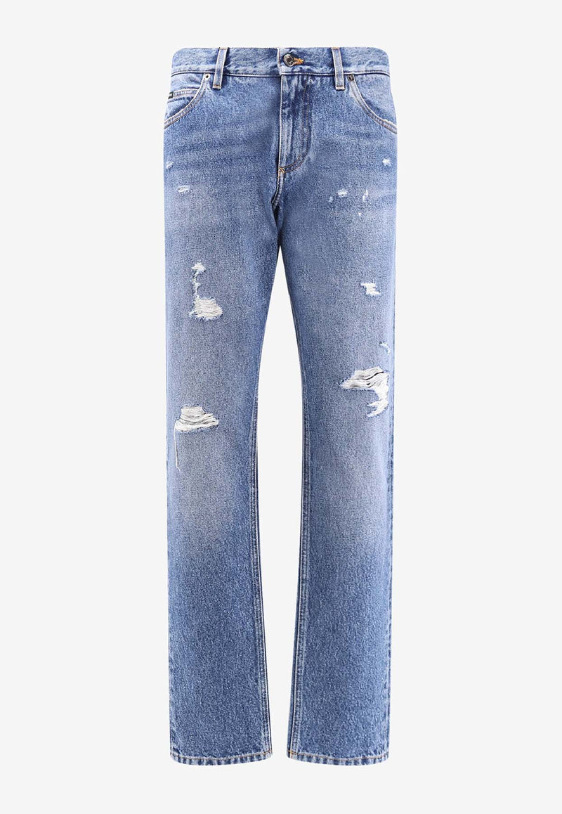 Dolce & Gabbana Logo Plaque Distressed Jeans Blue GYJCCDG8NH5S9001_VARIANTE ABBINATA_29842106