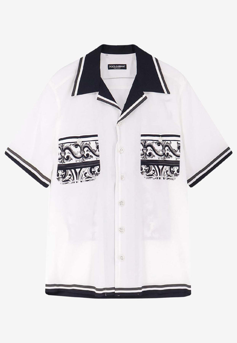 Dolce & Gabbana Majolica Print Short-Sleeved Shirt White G5NO5TFI5JGHX5DQ_MAIOLICA 3L NERO_29840831