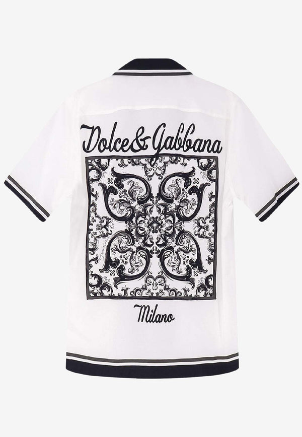 Dolce & Gabbana Majolica Print Short-Sleeved Shirt White G5NO5TFI5JGHX5DQ_MAIOLICA 3L NERO_29840831
