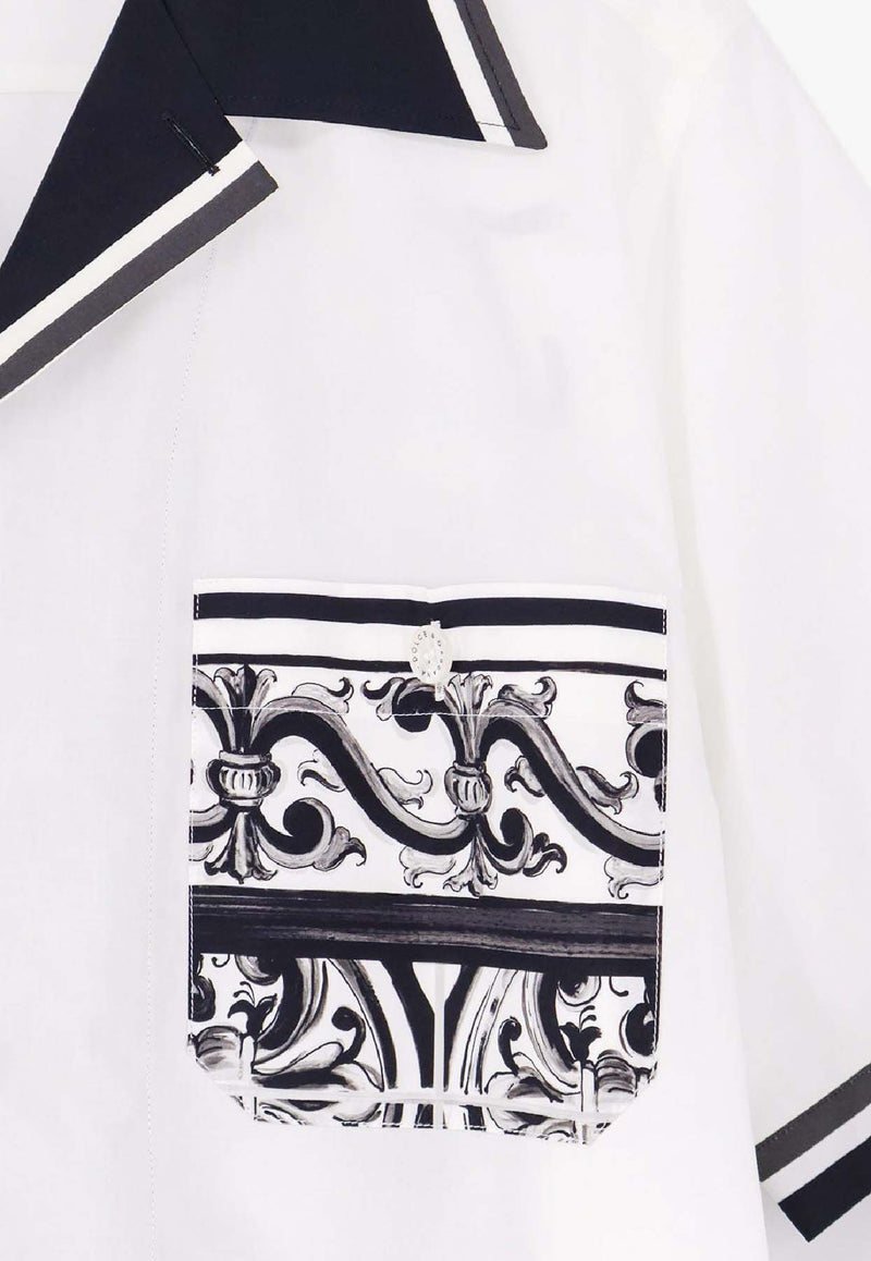 Dolce & Gabbana Majolica Print Short-Sleeved Shirt White G5NO5TFI5JGHX5DQ_MAIOLICA 3L NERO_29840831