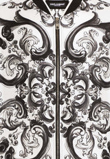 Dolce & Gabbana Majolica Print Silk Bomber Jacket Monochrome G9BLZTHI1S6HX5DQ_MAIOLICA 3L NERO_29842138