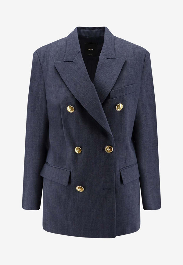 PINKO New Guinea Double-Breasted Wool Blazer Blue 105617A2SNG07_Blue_29840799