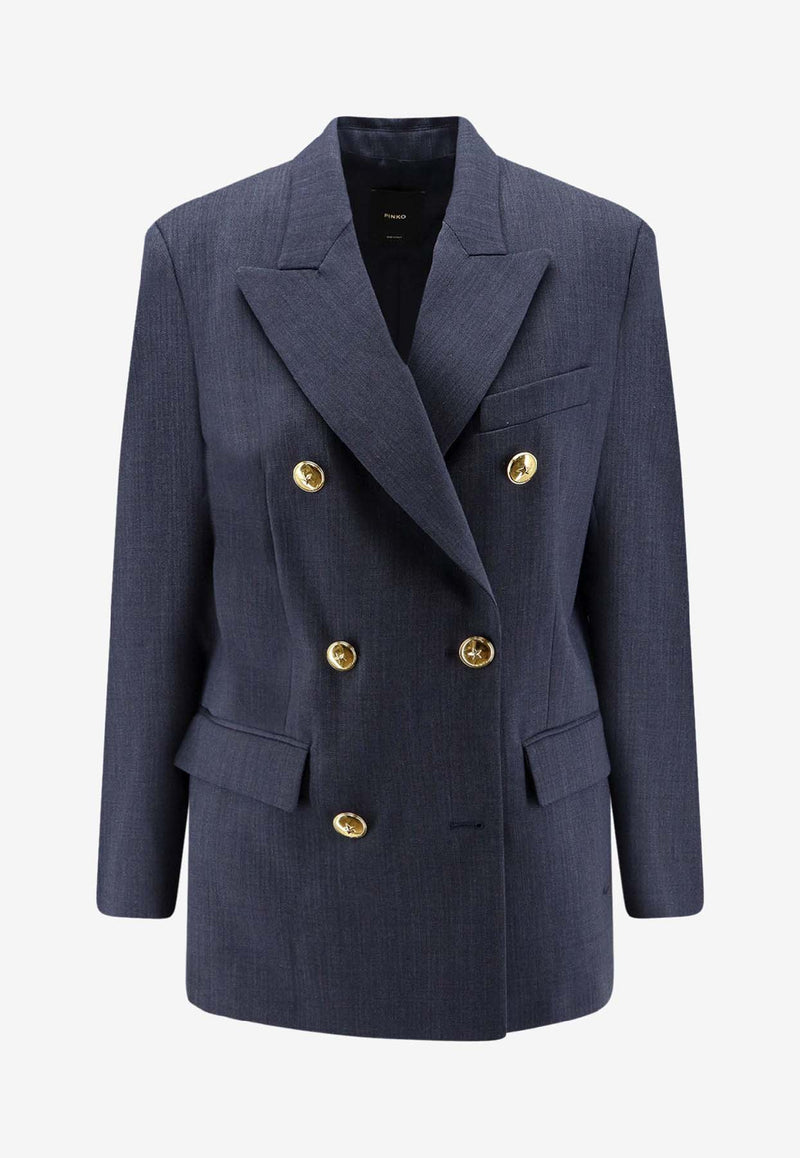 PINKO New Guinea Double-Breasted Wool Blazer Blue 105617A2SNG07_Blue_29840799