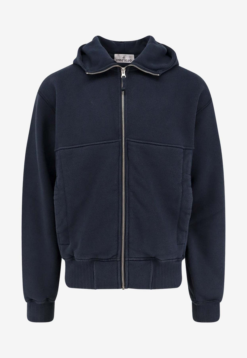 Stone Island Logo Patch Zip-Up Hoodie Blue K2S156100020S0210V0020_Blue_29844836