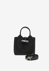 Longchamp XS Le Roseau Leather Top Handle Bag Black 10278HGC/R_LONG-001