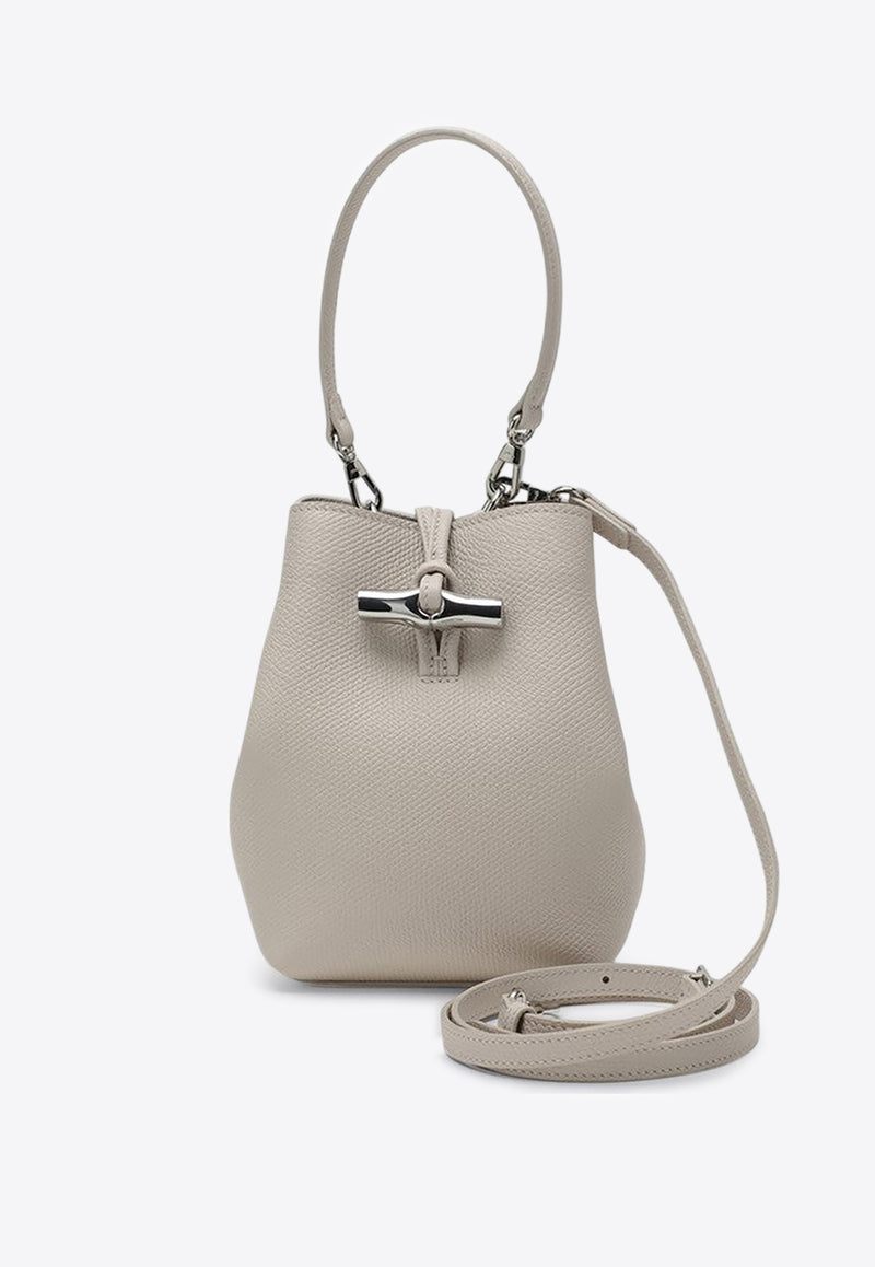 Longchamp Mini Le Roseau Essential Leather Bucket Bag Ivory 10279HFP/P_LONG-555